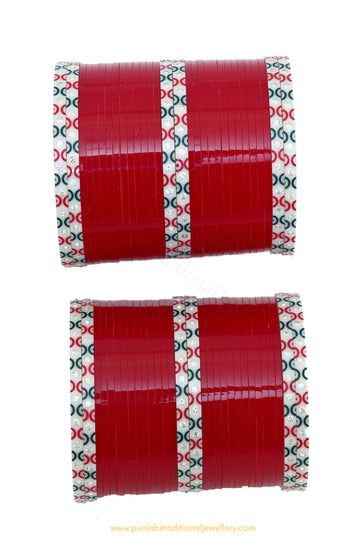 Deep Red Colour Dotted Bridal Chura By PTJ